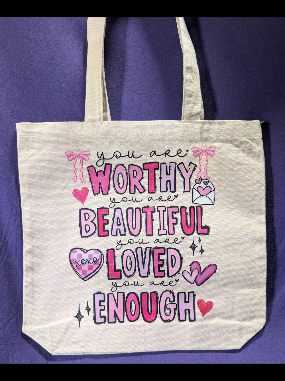Pink Inspirational Canvas Tote Bag - YOU ARE Collection